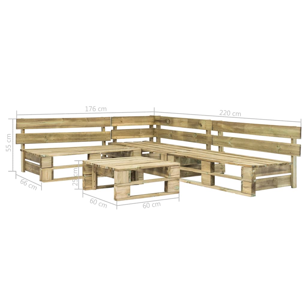 4-delige Loungeset pallet hout