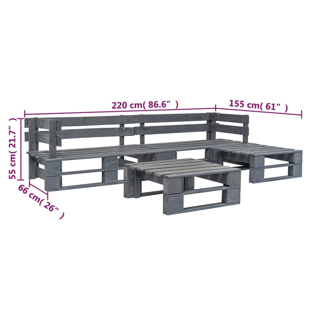 4-delige Loungeset pallet hout