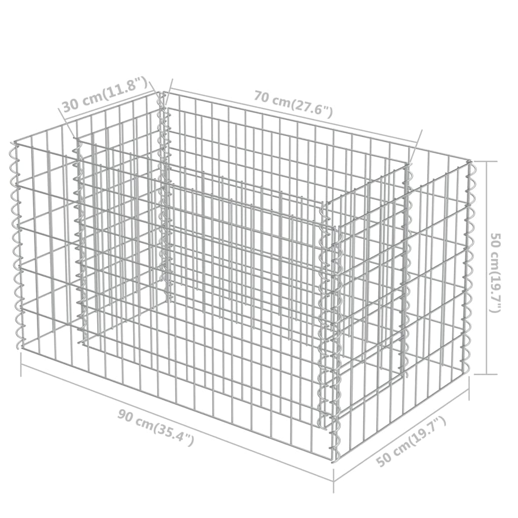 Gabion plantenbak verhoogd 360x50x50 cm gegalvaniseerd staal