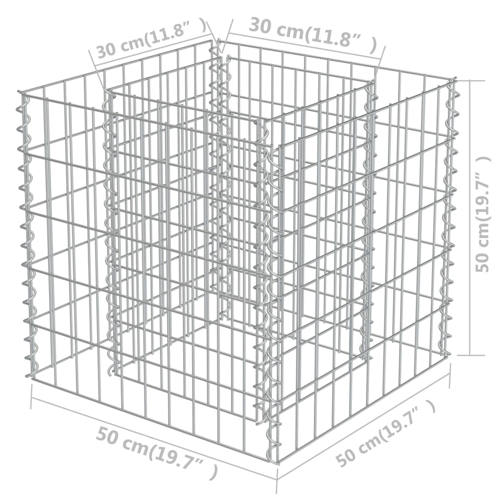 Gabion plantenbak verhoogd 360x50x50 cm gegalvaniseerd staal