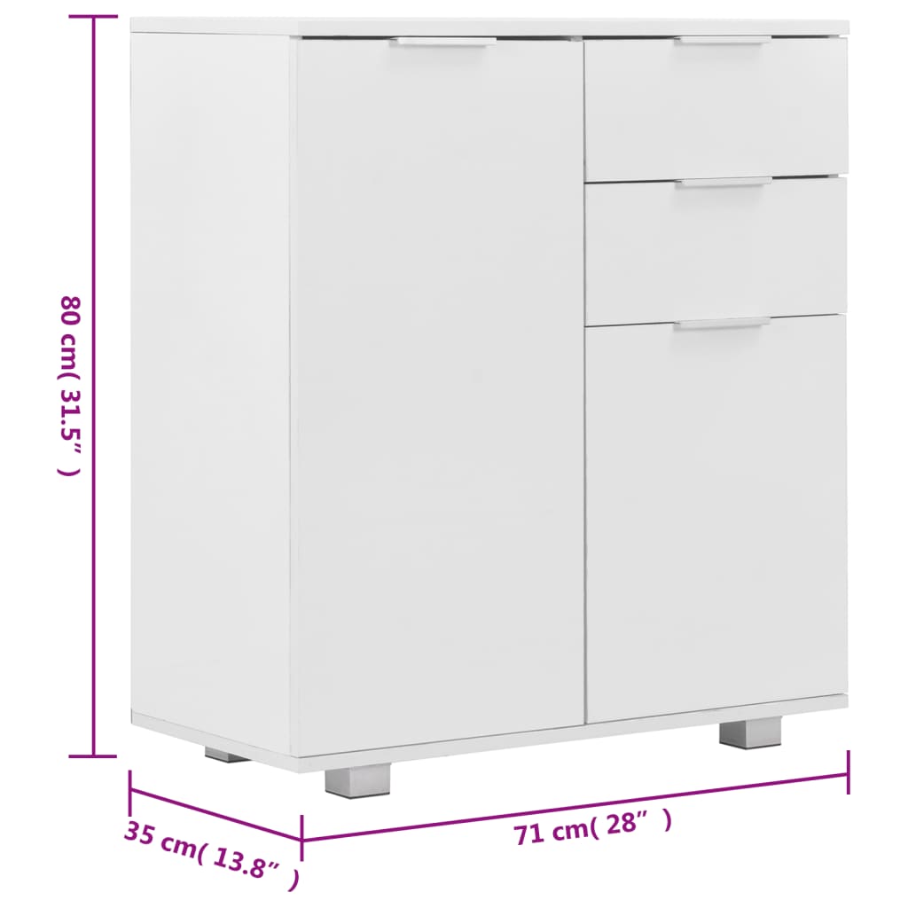 Dressoir 71x35x80 cm spaanplaat hoogglans