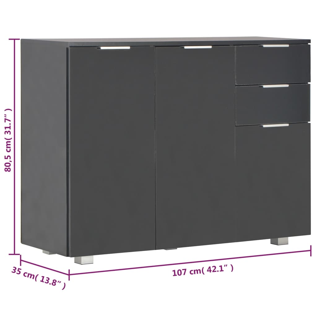 Dressoir 107x35x80,5 cm hoogglans