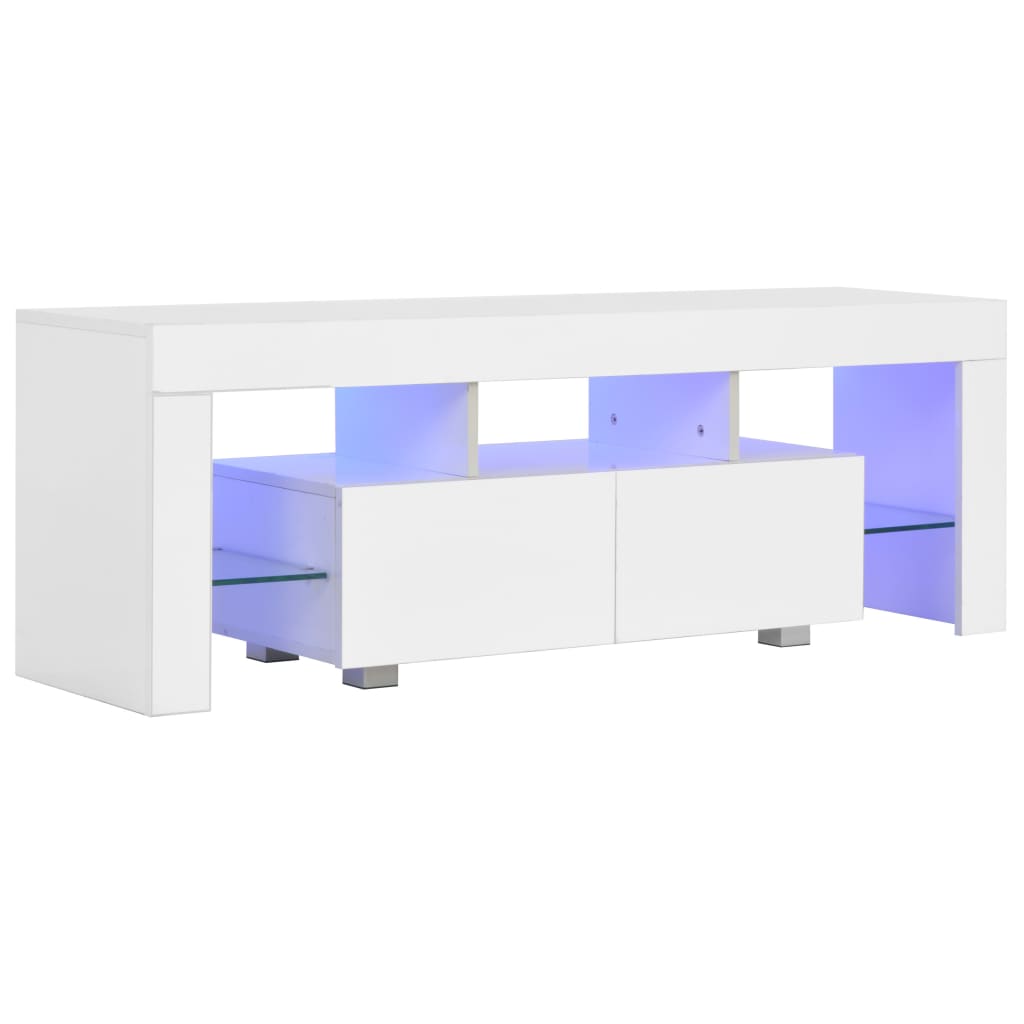 Tv-meubel met LED-verlichting 130x35x45 cm hoogglans grijs