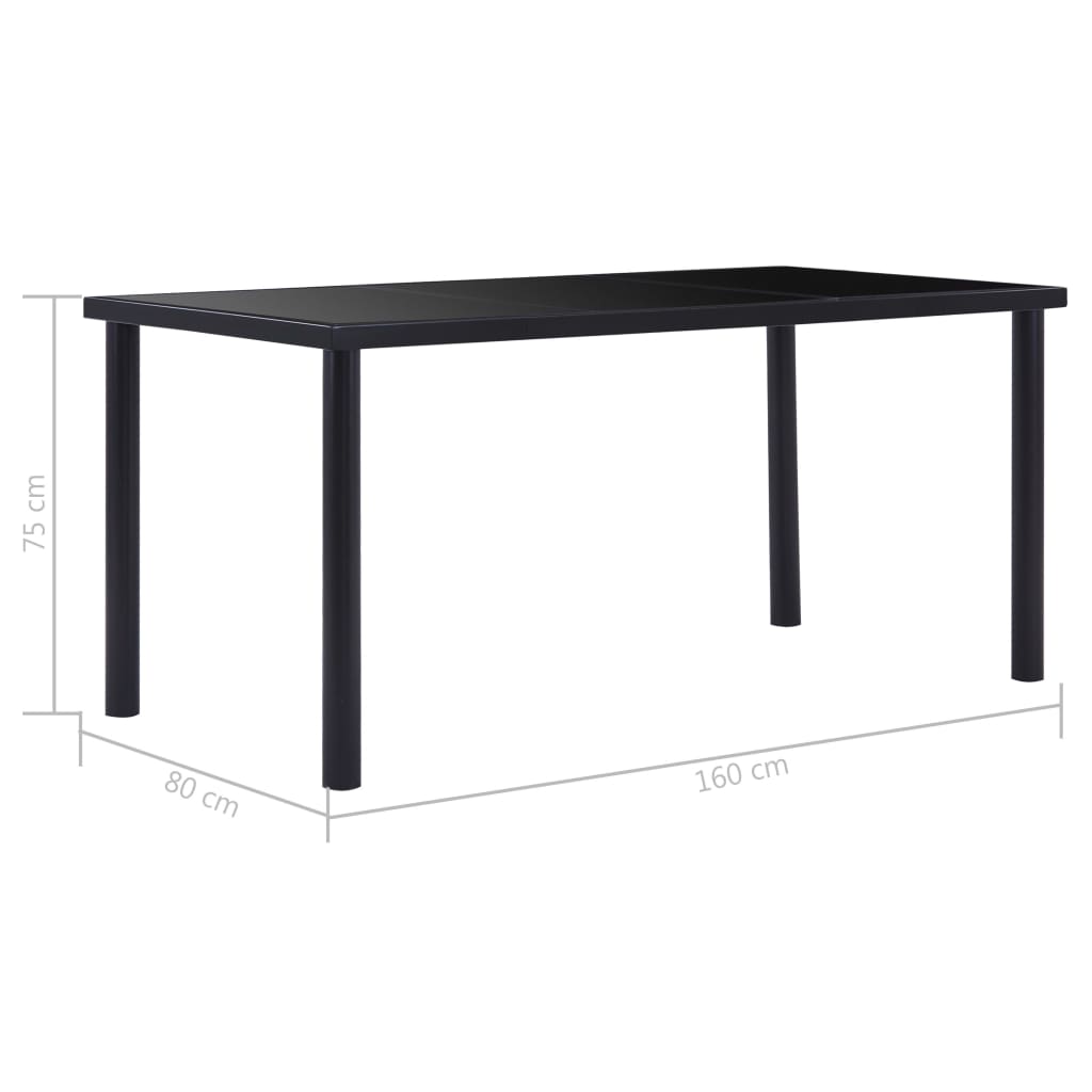 Eettafel 180x90x75 cm gehard glas zwart