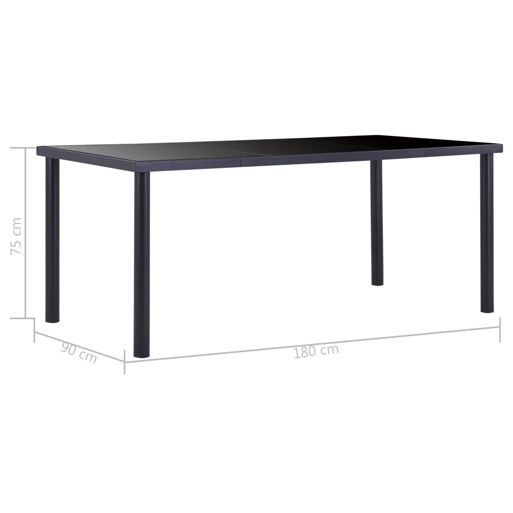 Eettafel 200x100x75 cm gehard glas zwart