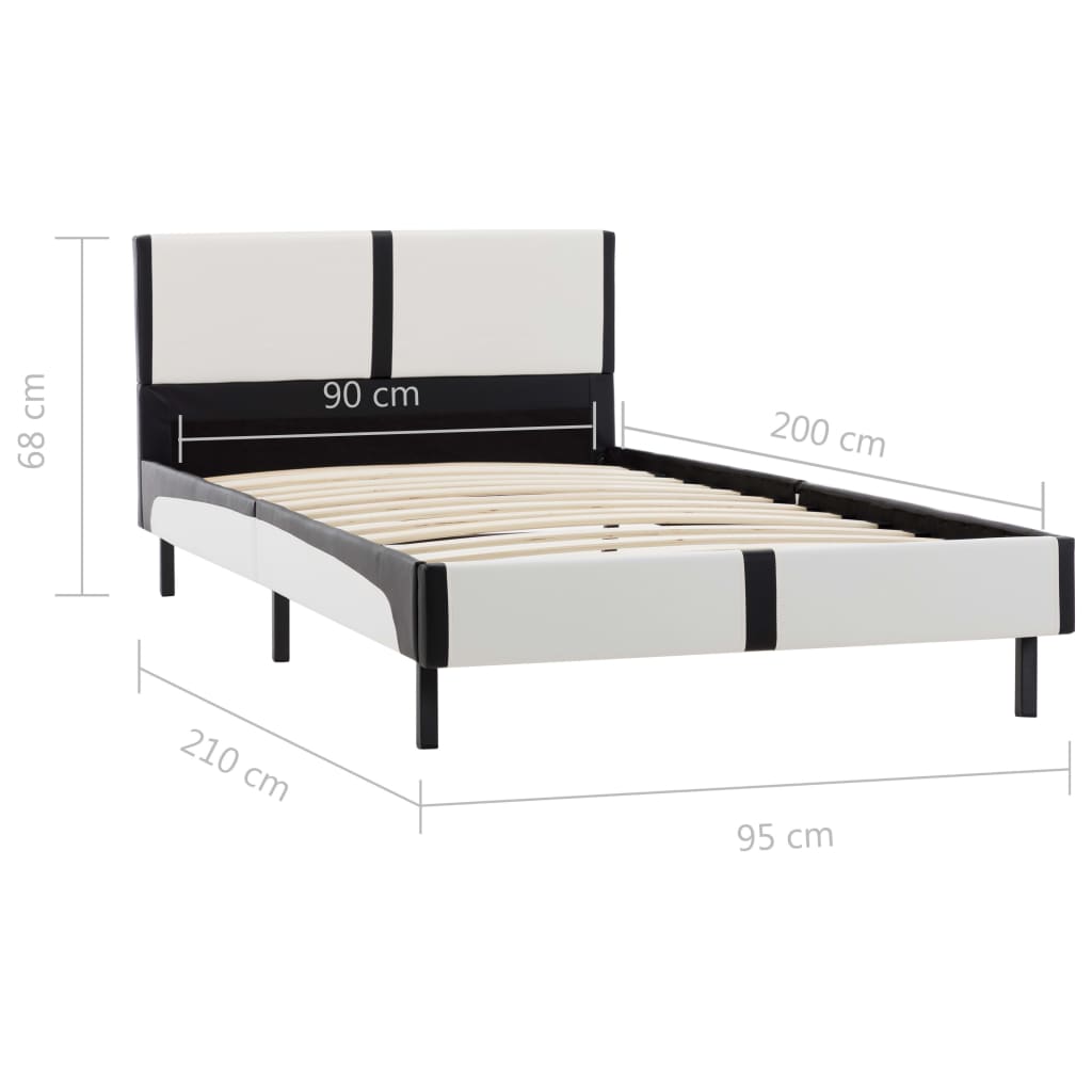 Bedframe kunstleer grijs en wit 180x200 cm