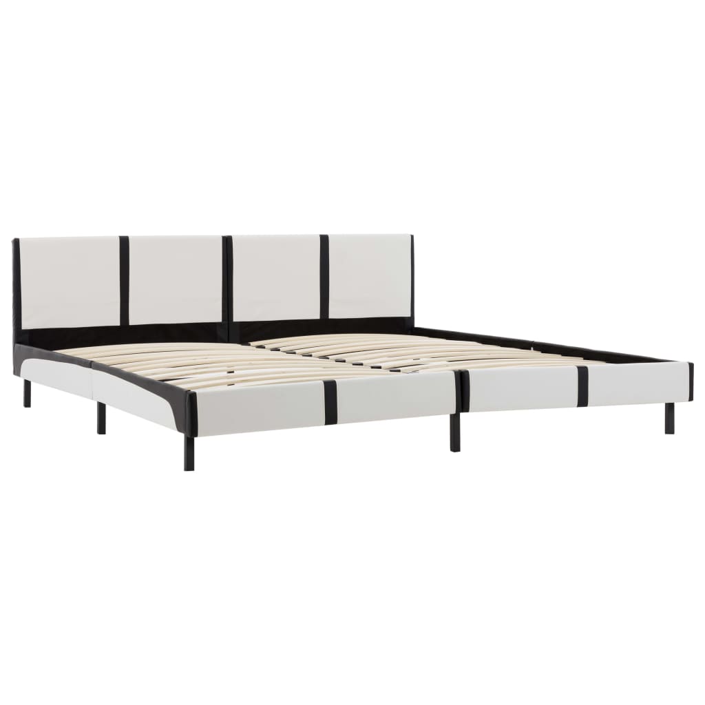 Bedframe kunstleer grijs en wit 180x200 cm