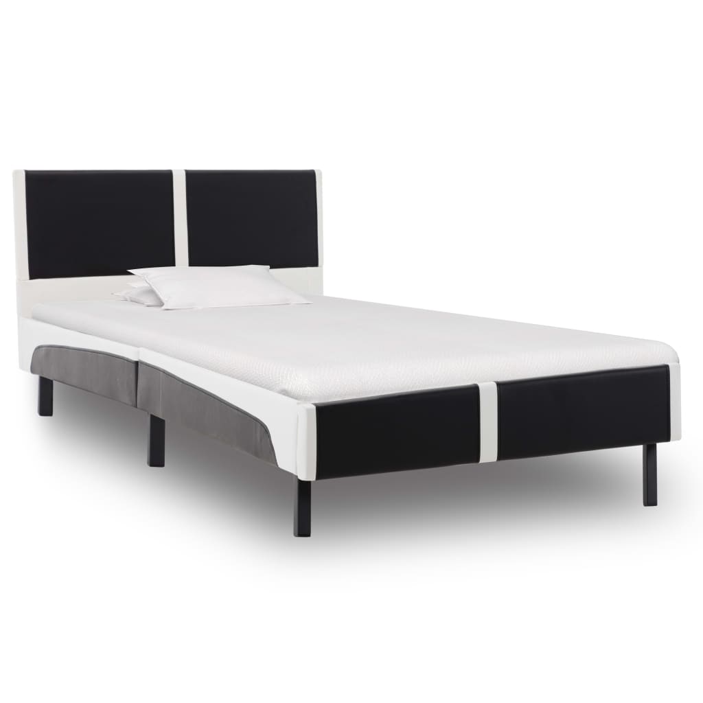 Bedframe kunstleer grijs en wit 180x200 cm