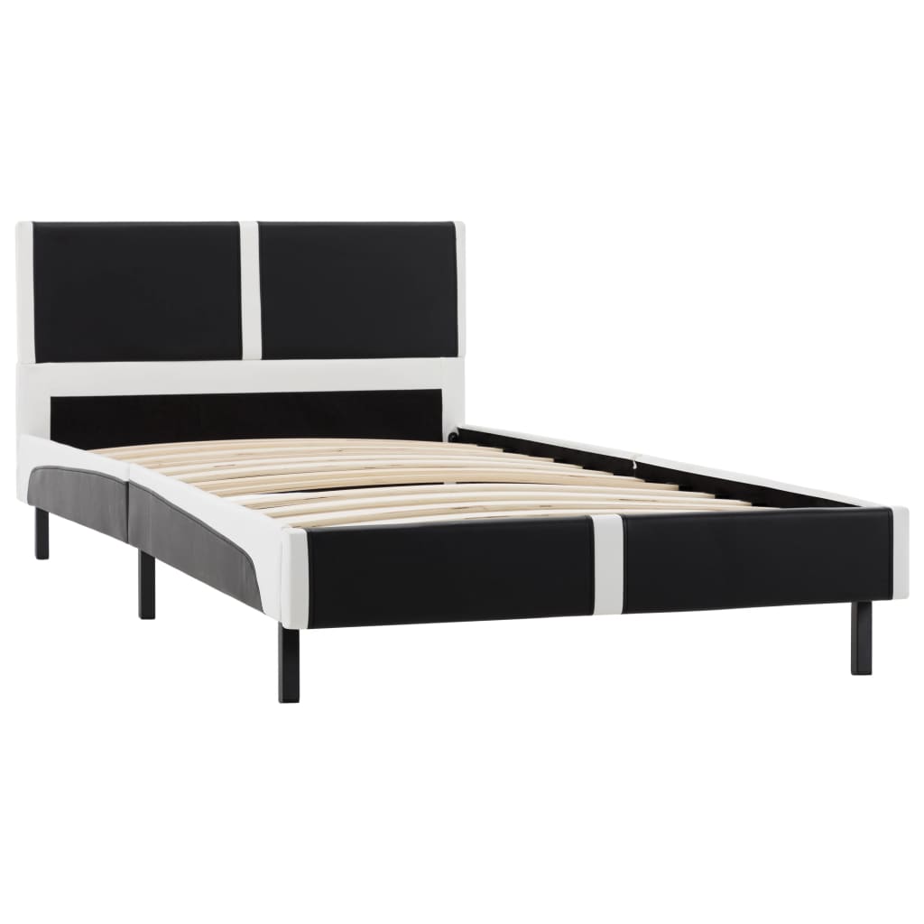 Bedframe kunstleer grijs en wit 180x200 cm