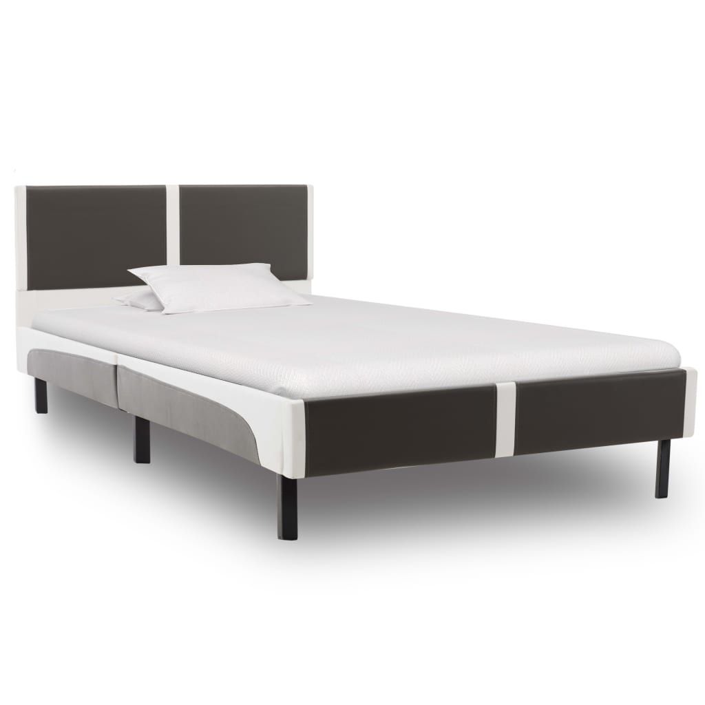 Bedframe kunstleer grijs en wit 180x200 cm