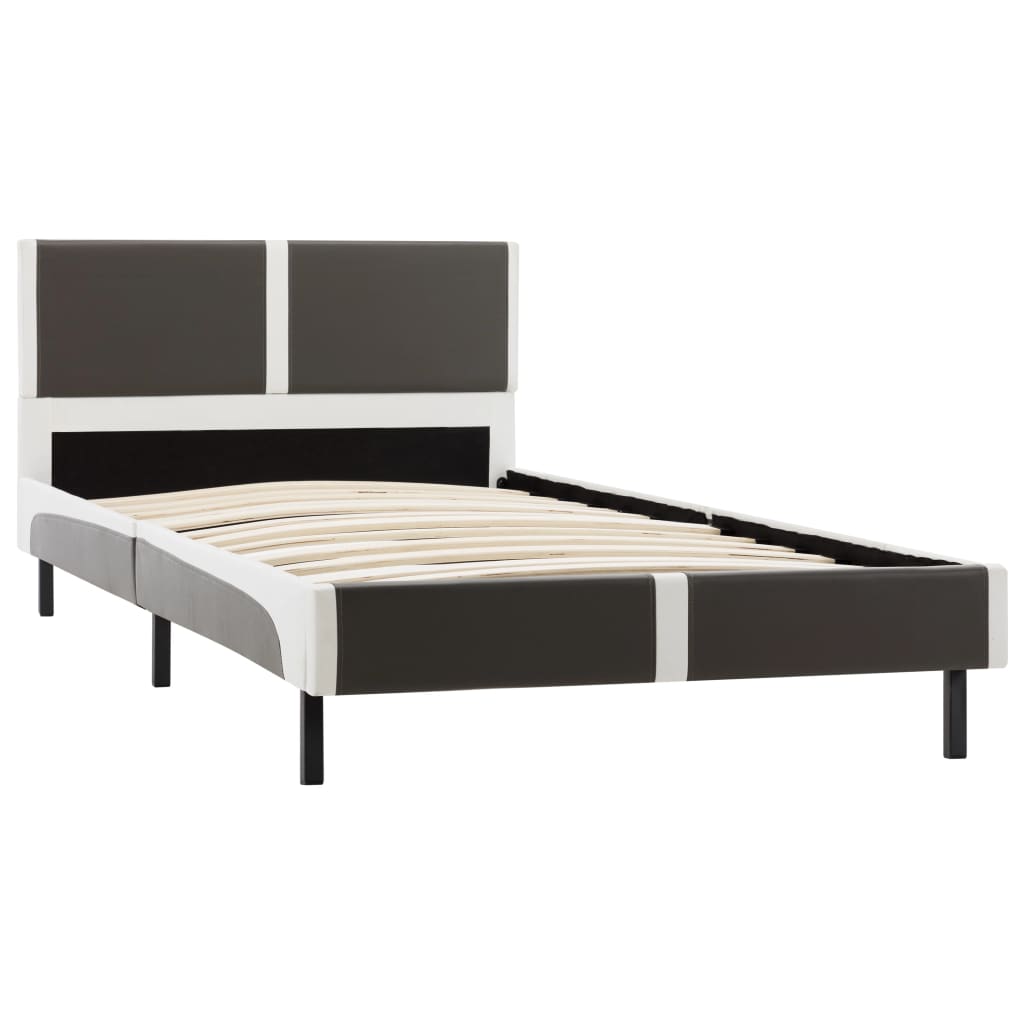 Bedframe kunstleer grijs en wit 180x200 cm