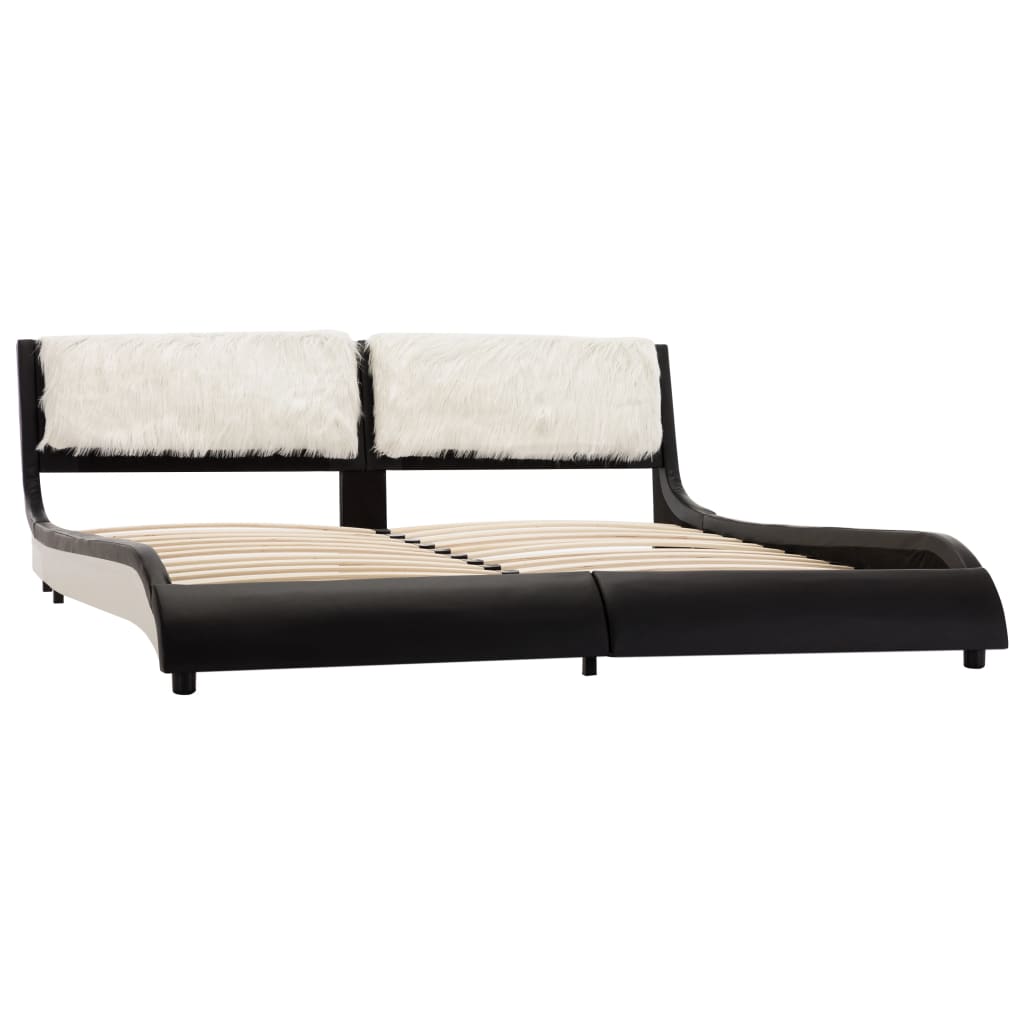 Bedframe kunstleer zwart en wit 180x200 cm