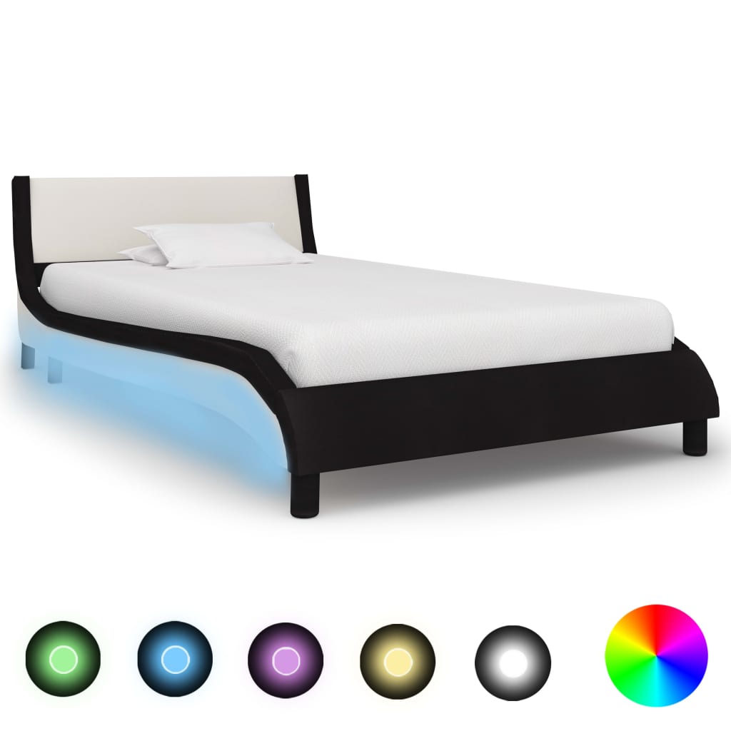 Bedframe met LED kunstleer zwart 180x200 cm