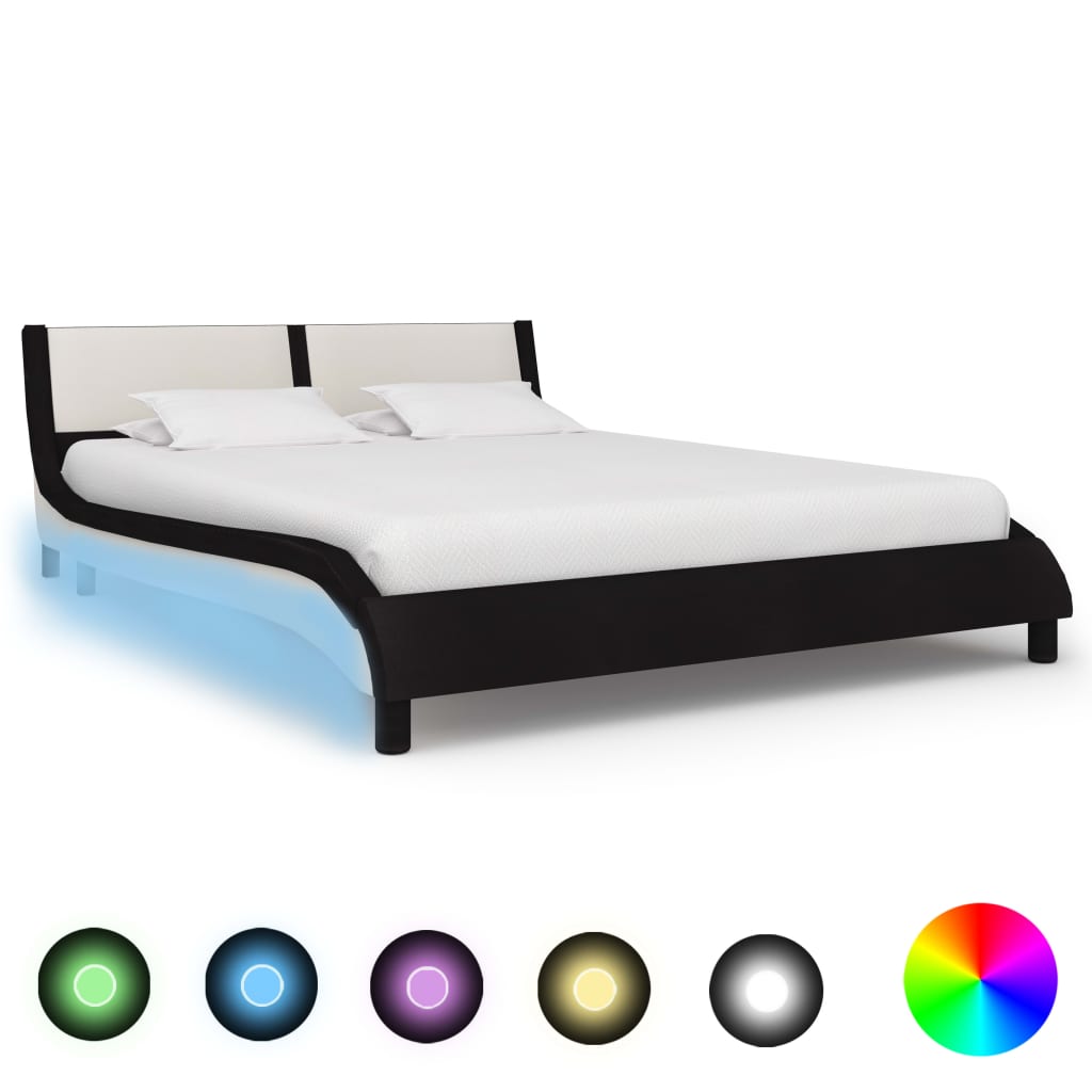 Bedframe met LED kunstleer zwart 180x200 cm