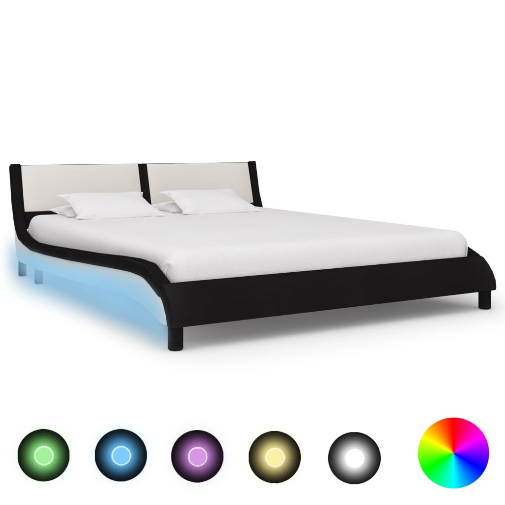 Bedframe met LED kunstleer zwart 180x200 cm