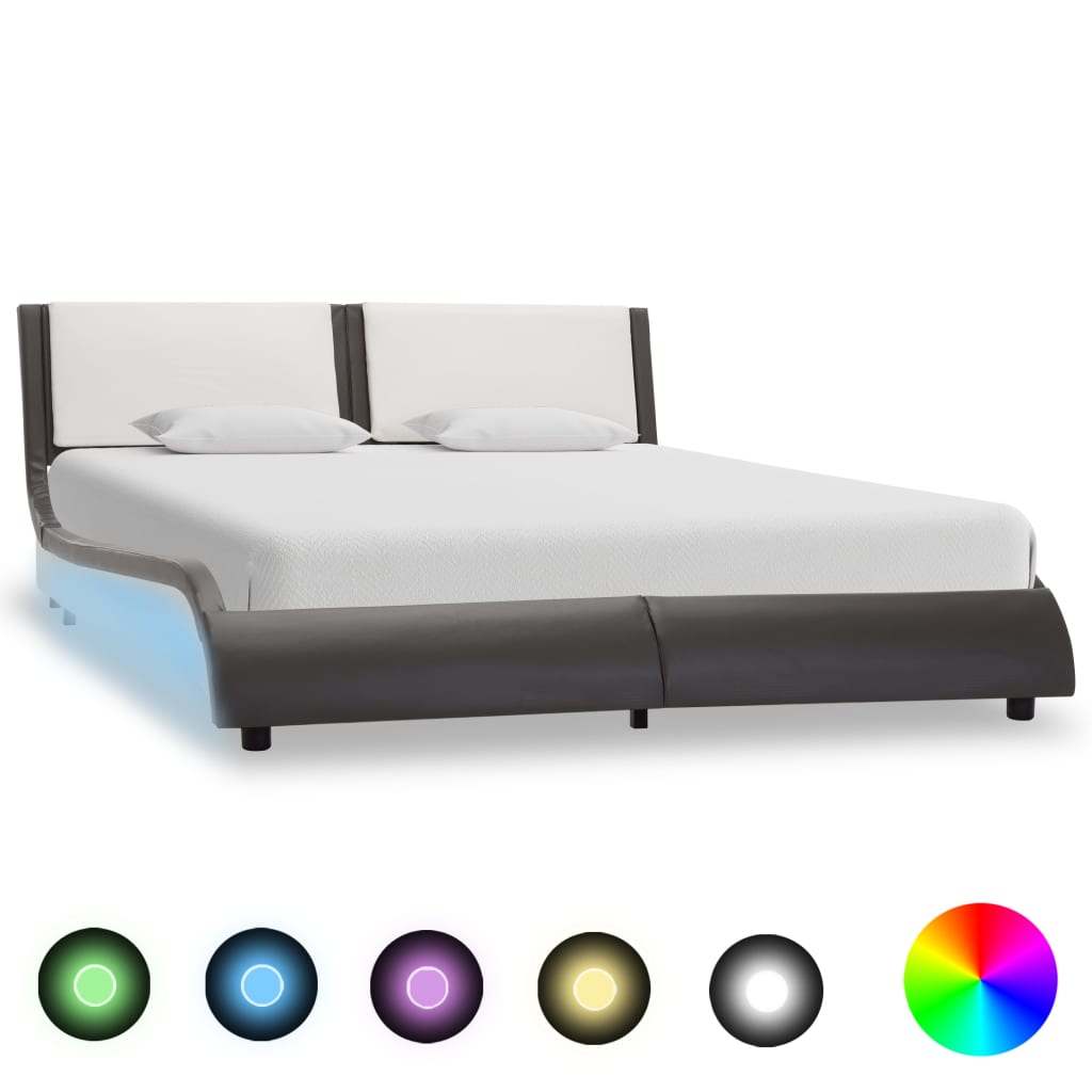 Bedframe met LED kunstleer zwart 180x200 cm