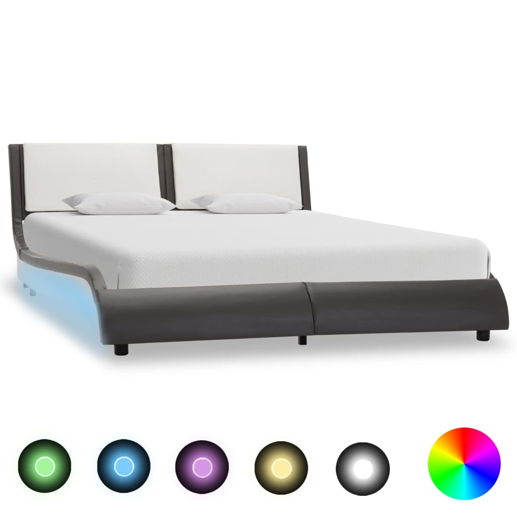 Bedframe met LED kunstleer zwart 180x200 cm