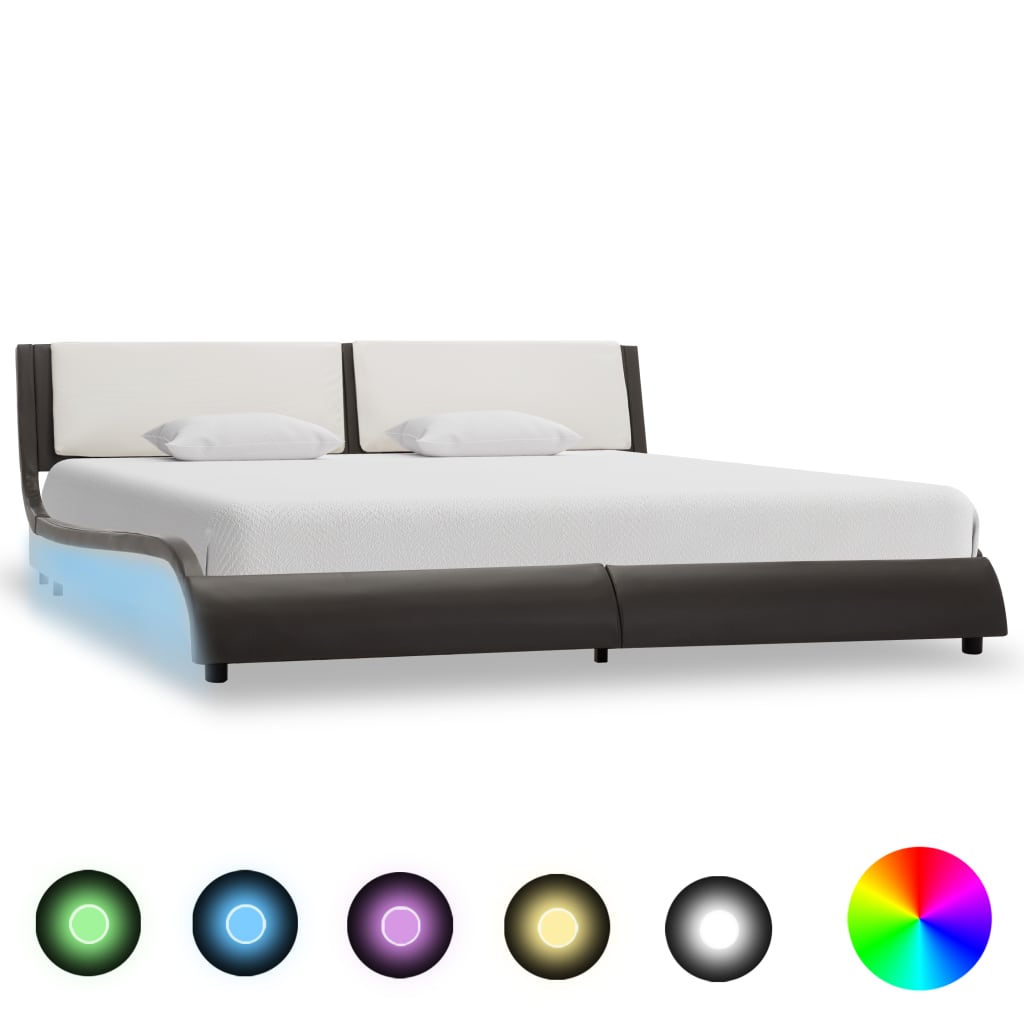 Bedframe met LED kunstleer zwart 180x200 cm