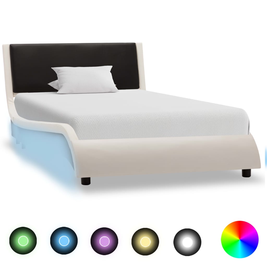 Bedframe met LED kunstleer zwart 180x200 cm