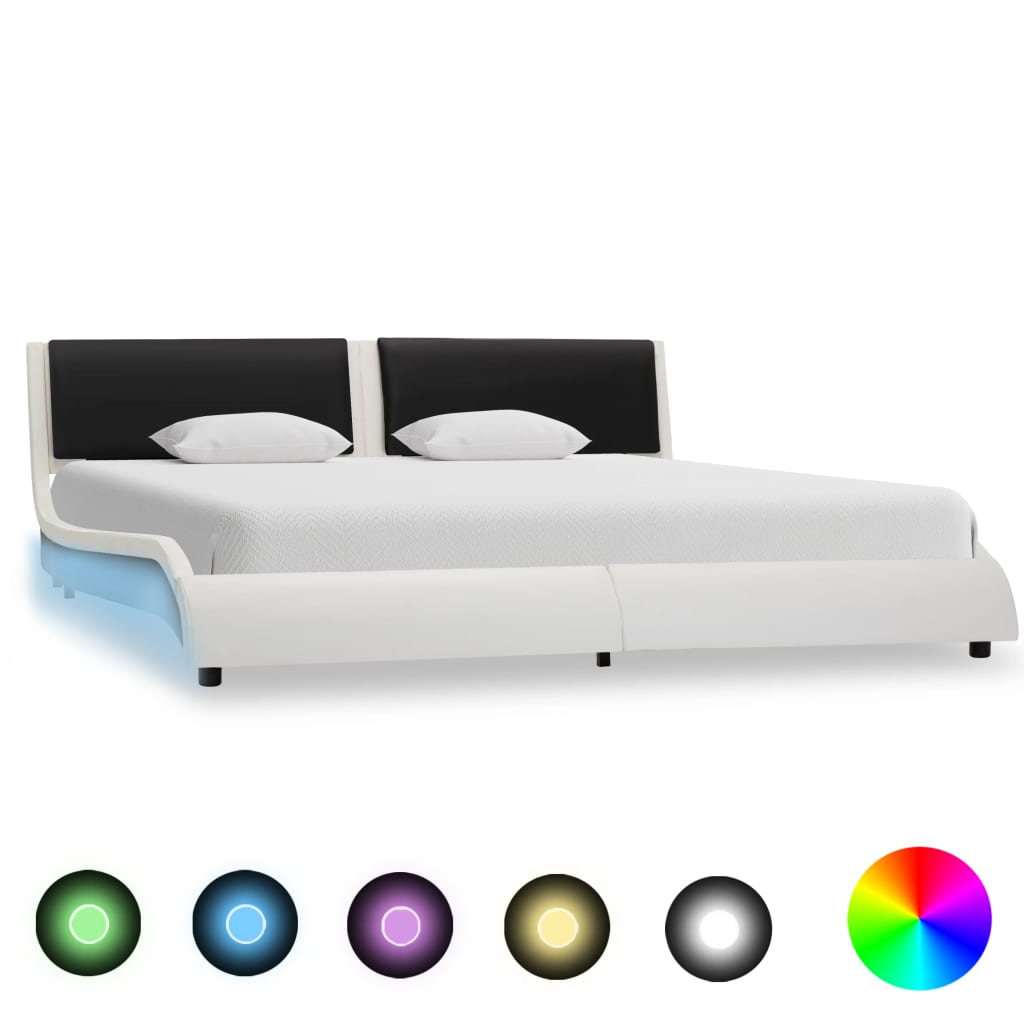 Bedframe met LED kunstleer zwart 180x200 cm