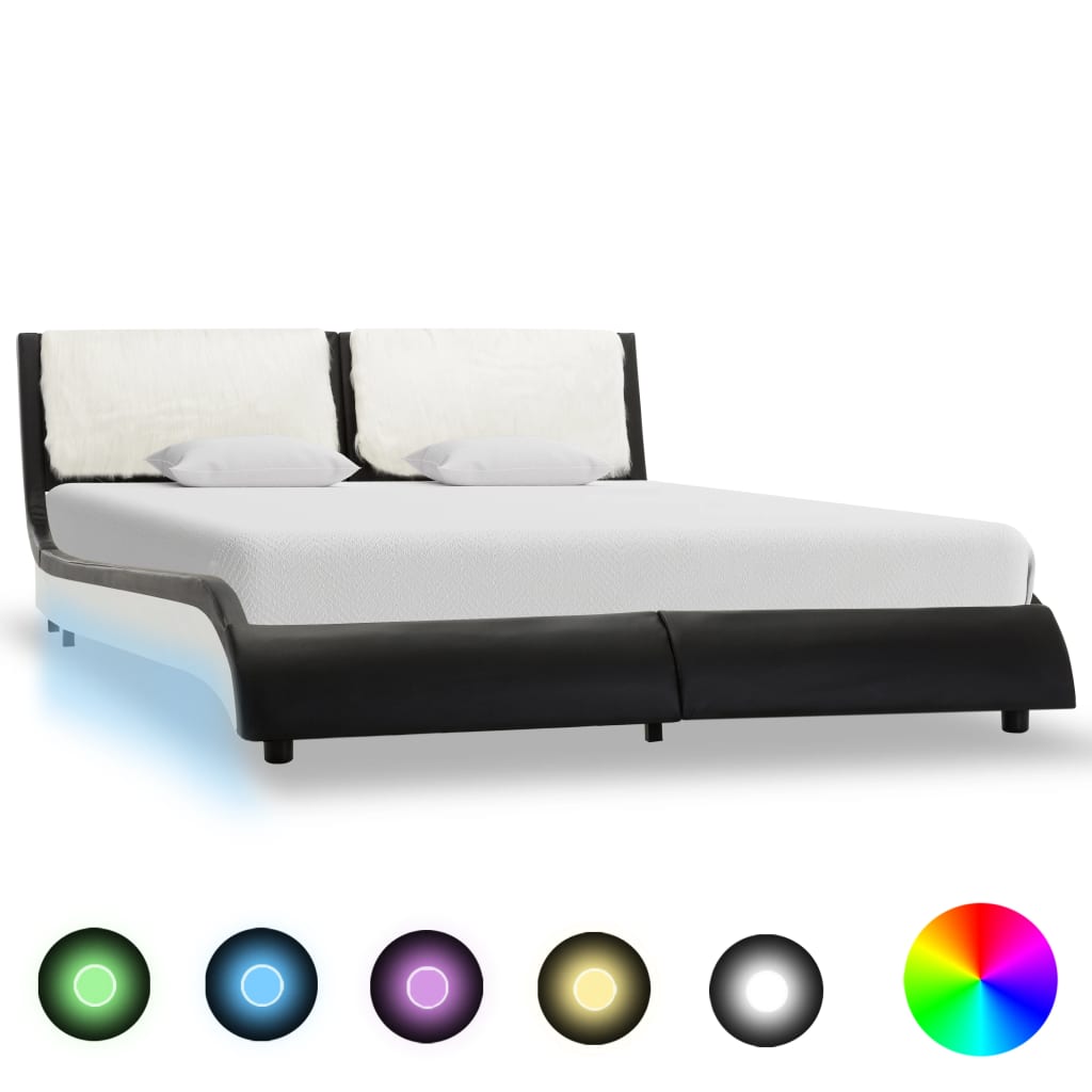 Bedframe met LED kunstleer zwart 180x200 cm