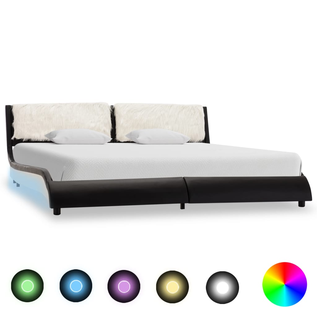 Bedframe met LED kunstleer zwart 180x200 cm