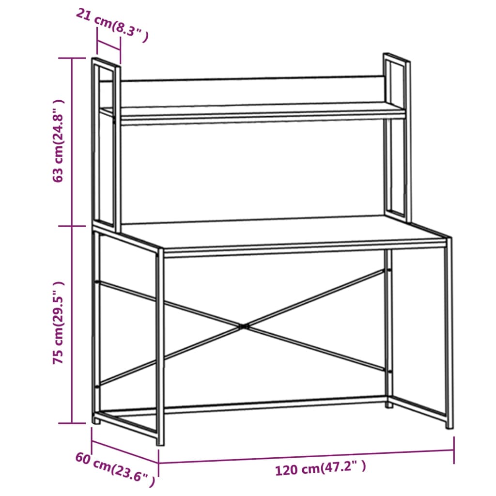 Computerbureau 120x72x70 cm wit