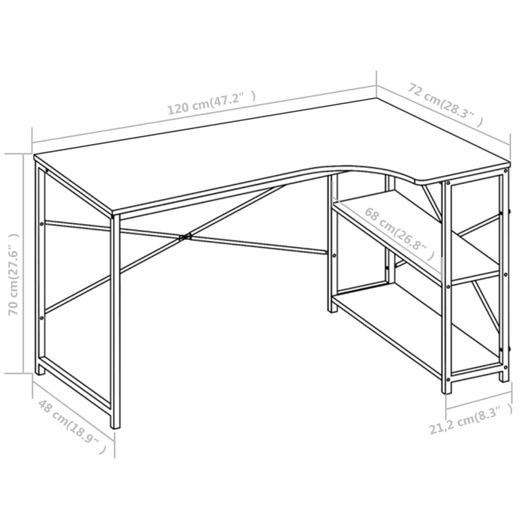 Computerbureau 120x72x70 cm wit