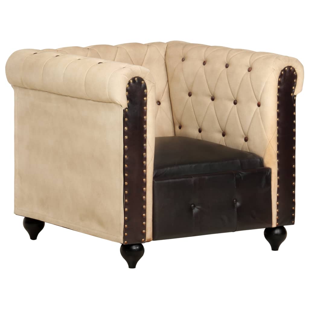 Fauteuil Chesterfield-stijl echt leer bruin