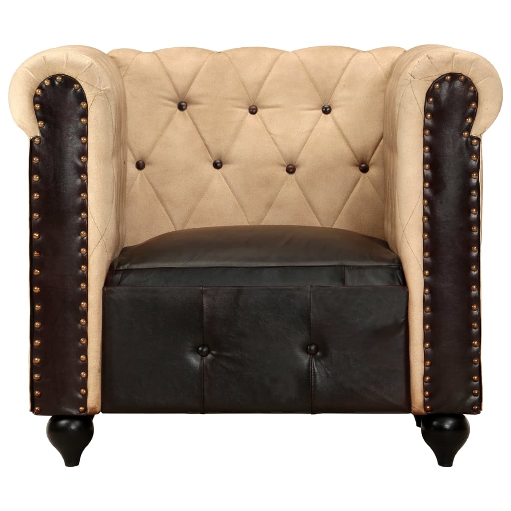 Fauteuil Chesterfield-stijl echt leer bruin