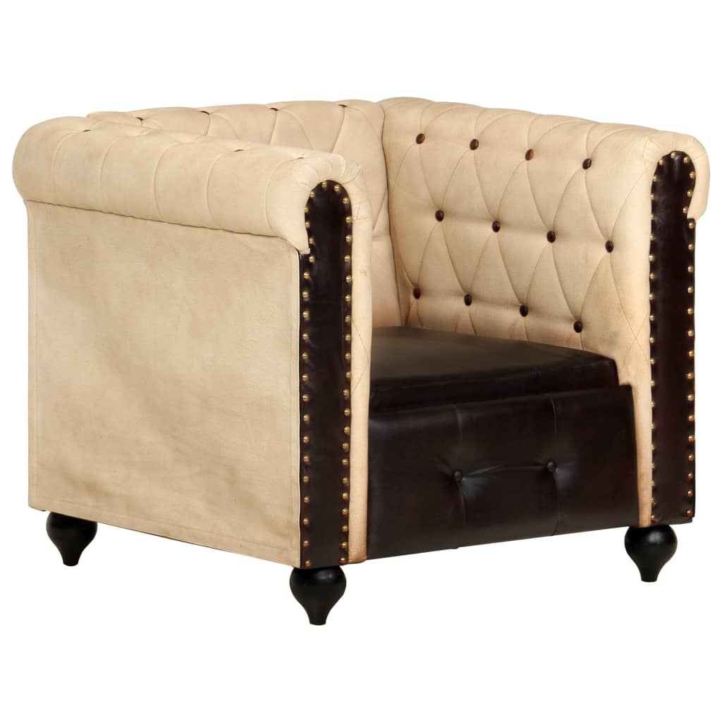 Fauteuil Chesterfield-stijl echt leer bruin