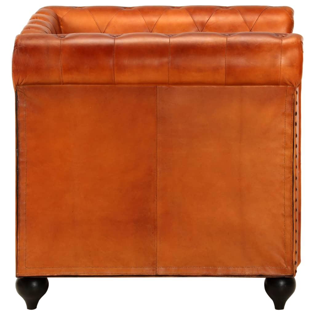 Fauteuil Chesterfield-stijl echt leer bruin