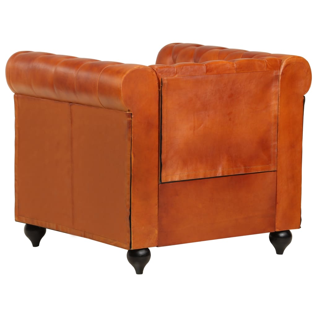 Fauteuil Chesterfield-stijl echt leer bruin