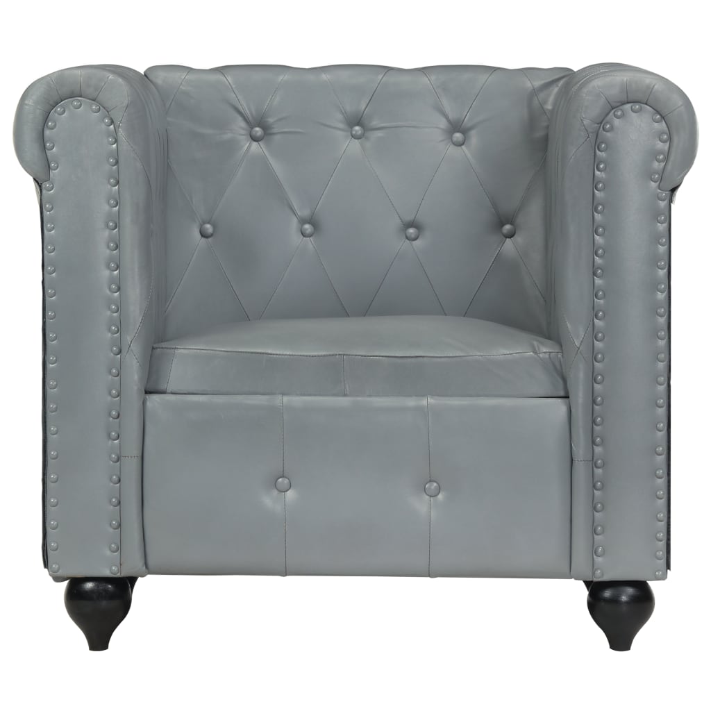 Fauteuil Chesterfield-stijl echt leer bruin