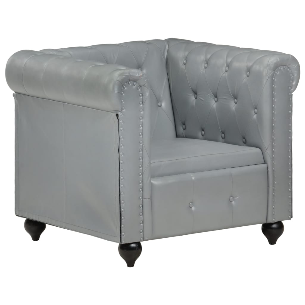 Fauteuil Chesterfield-stijl echt leer bruin