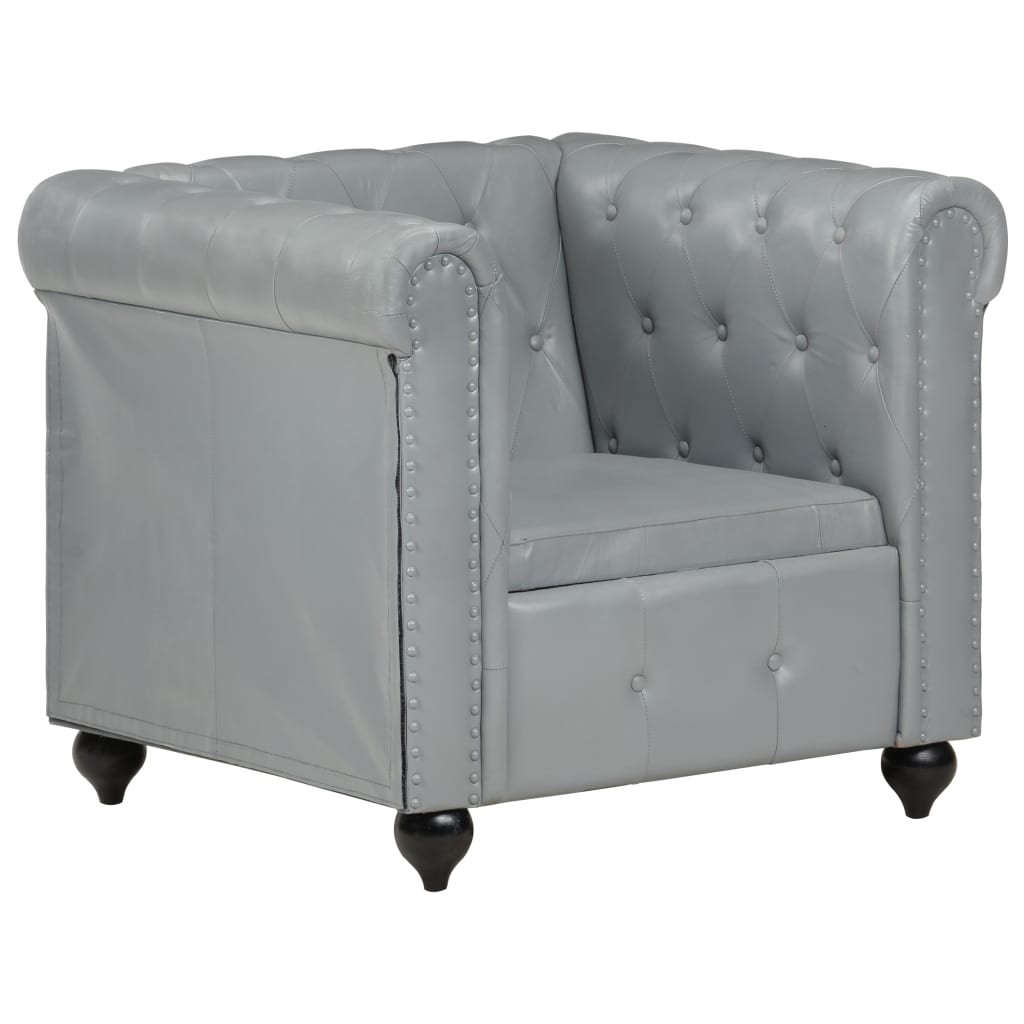 Fauteuil Chesterfield-stijl echt leer bruin