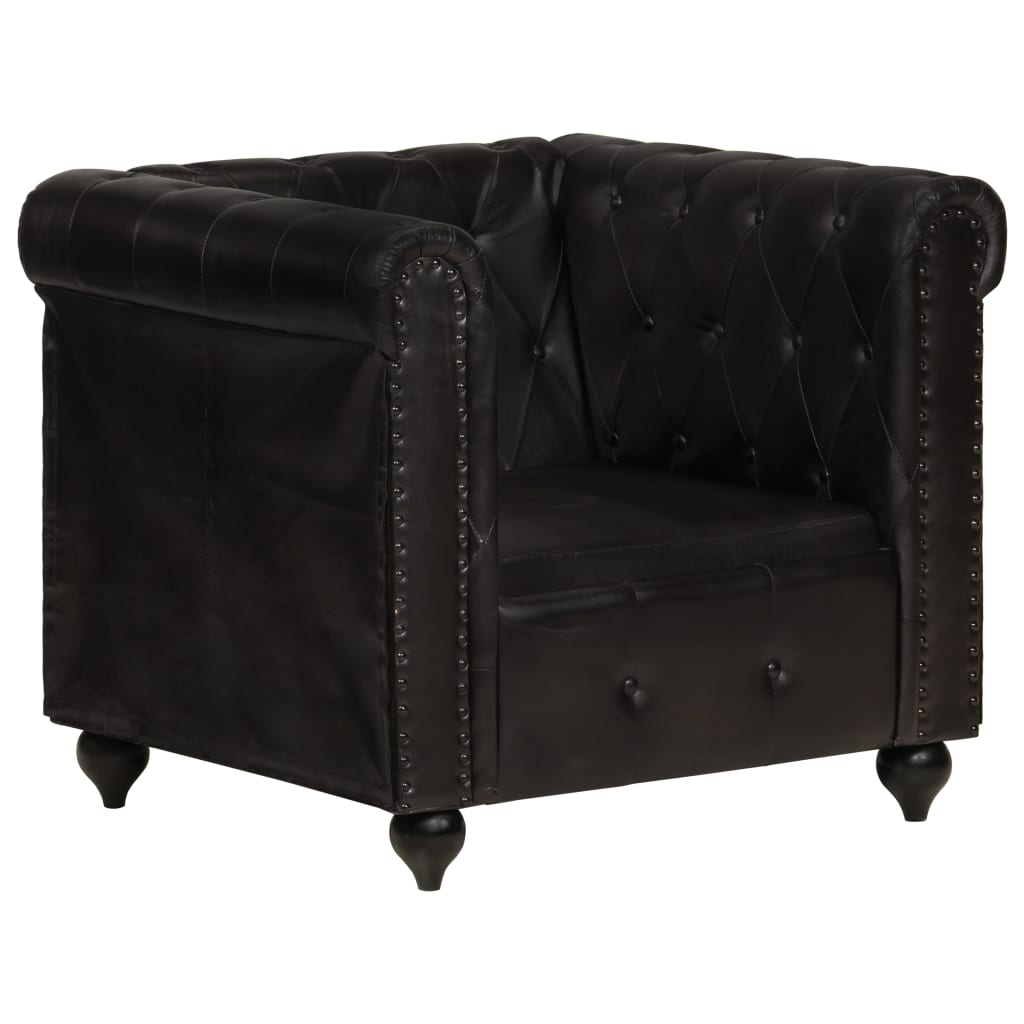 Fauteuil Chesterfield-stijl echt leer bruin