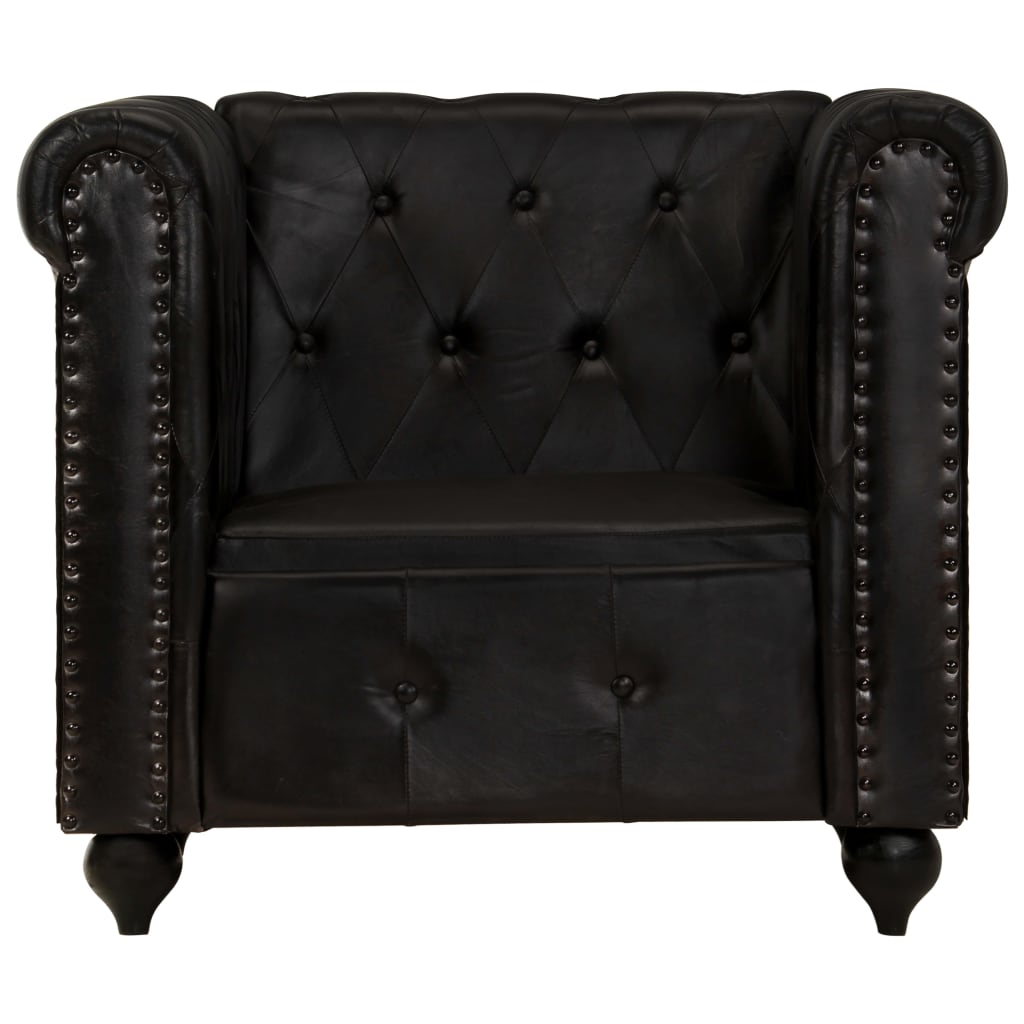 Fauteuil Chesterfield-stijl echt leer bruin