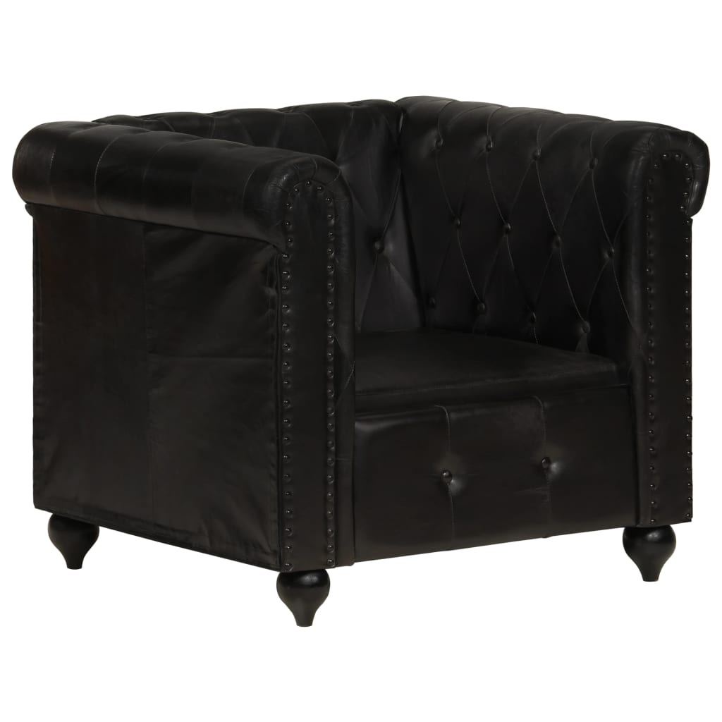 Fauteuil Chesterfield-stijl echt leer bruin