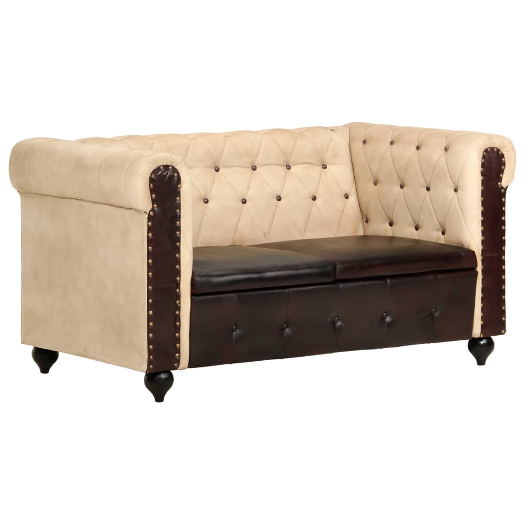 Tweezitsbank Chesterfield-stijl echt leer zwart