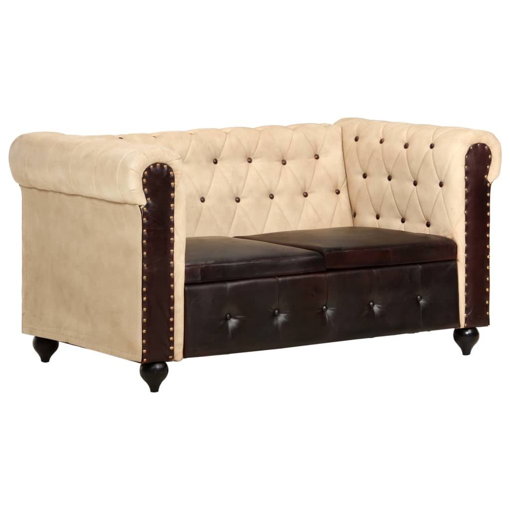 Tweezitsbank Chesterfield-stijl echt leer zwart