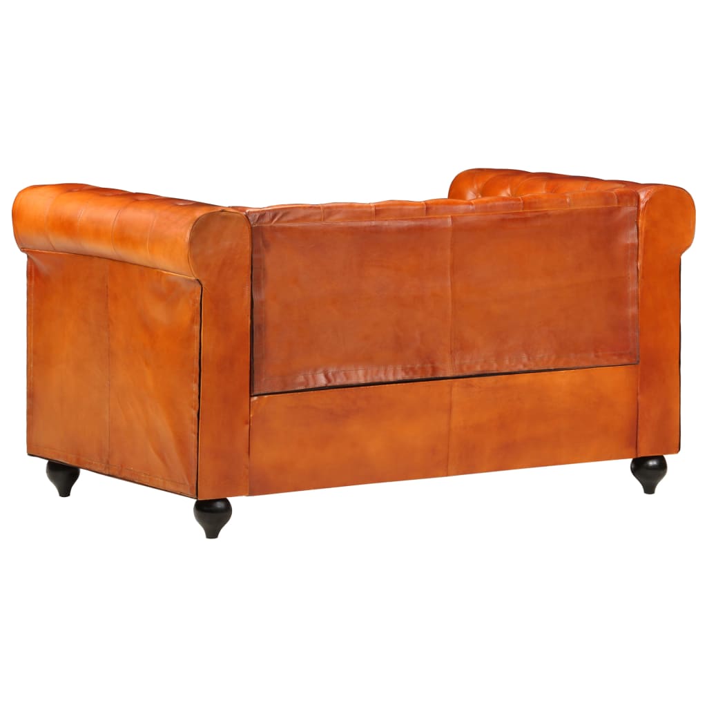 Tweezitsbank Chesterfield-stijl echt leer