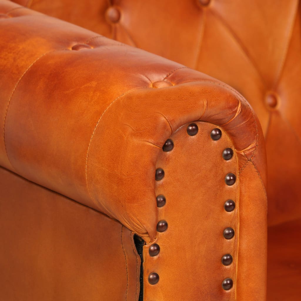 Tweezitsbank Chesterfield-stijl echt leer zwart