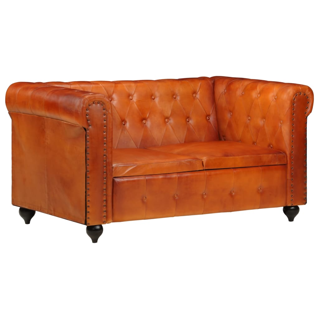 Tweezitsbank Chesterfield-stijl echt leer zwart