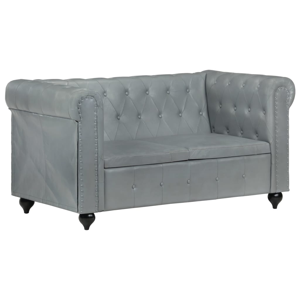 Tweezitsbank Chesterfield-stijl echt leer zwart