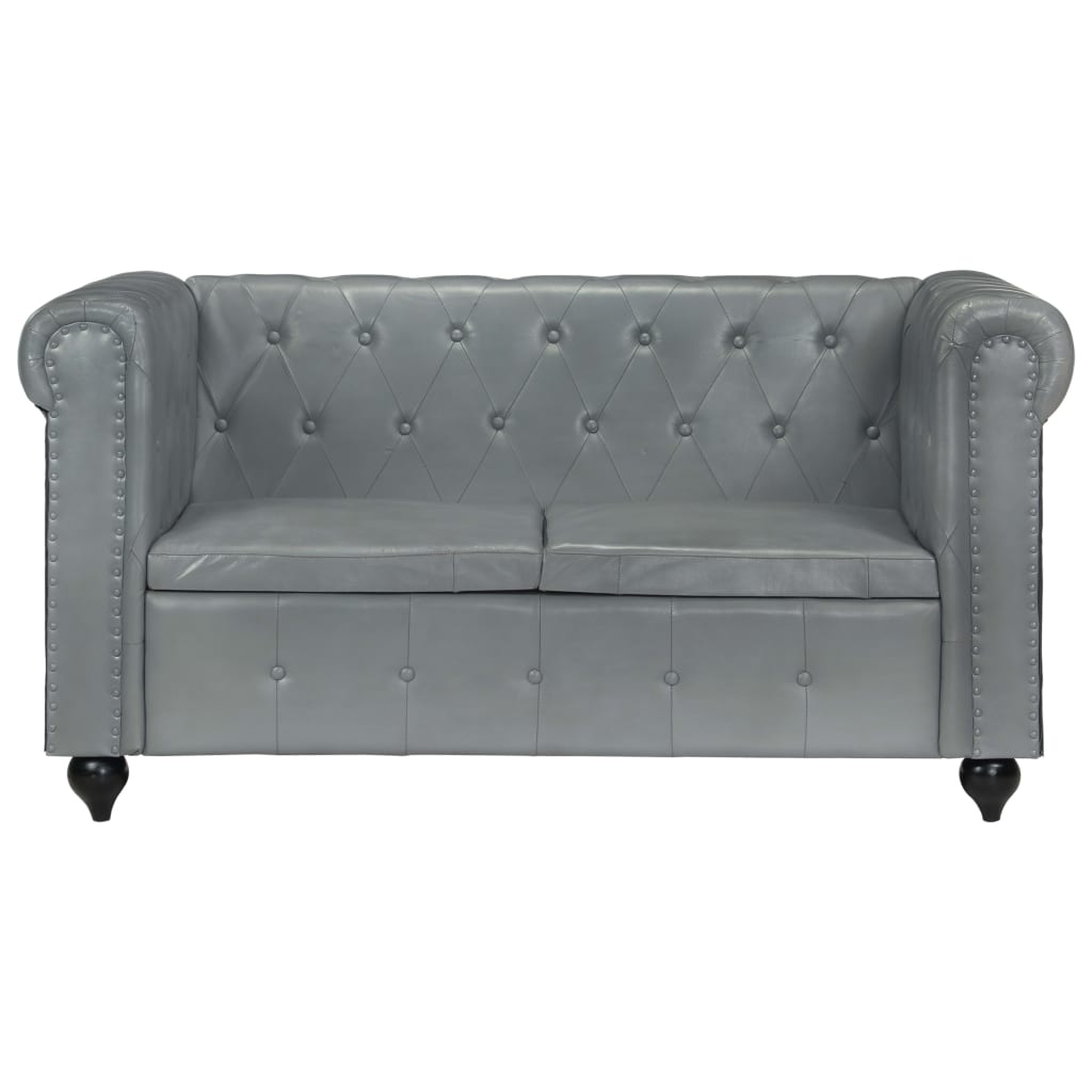 Tweezitsbank Chesterfield-stijl echt leer zwart