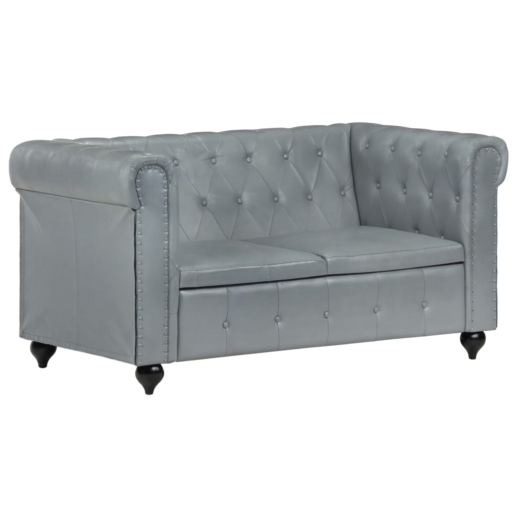 Tweezitsbank Chesterfield-stijl echt leer zwart