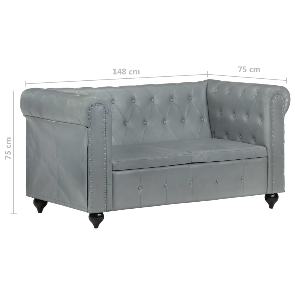 Tweezitsbank Chesterfield-stijl echt leer zwart