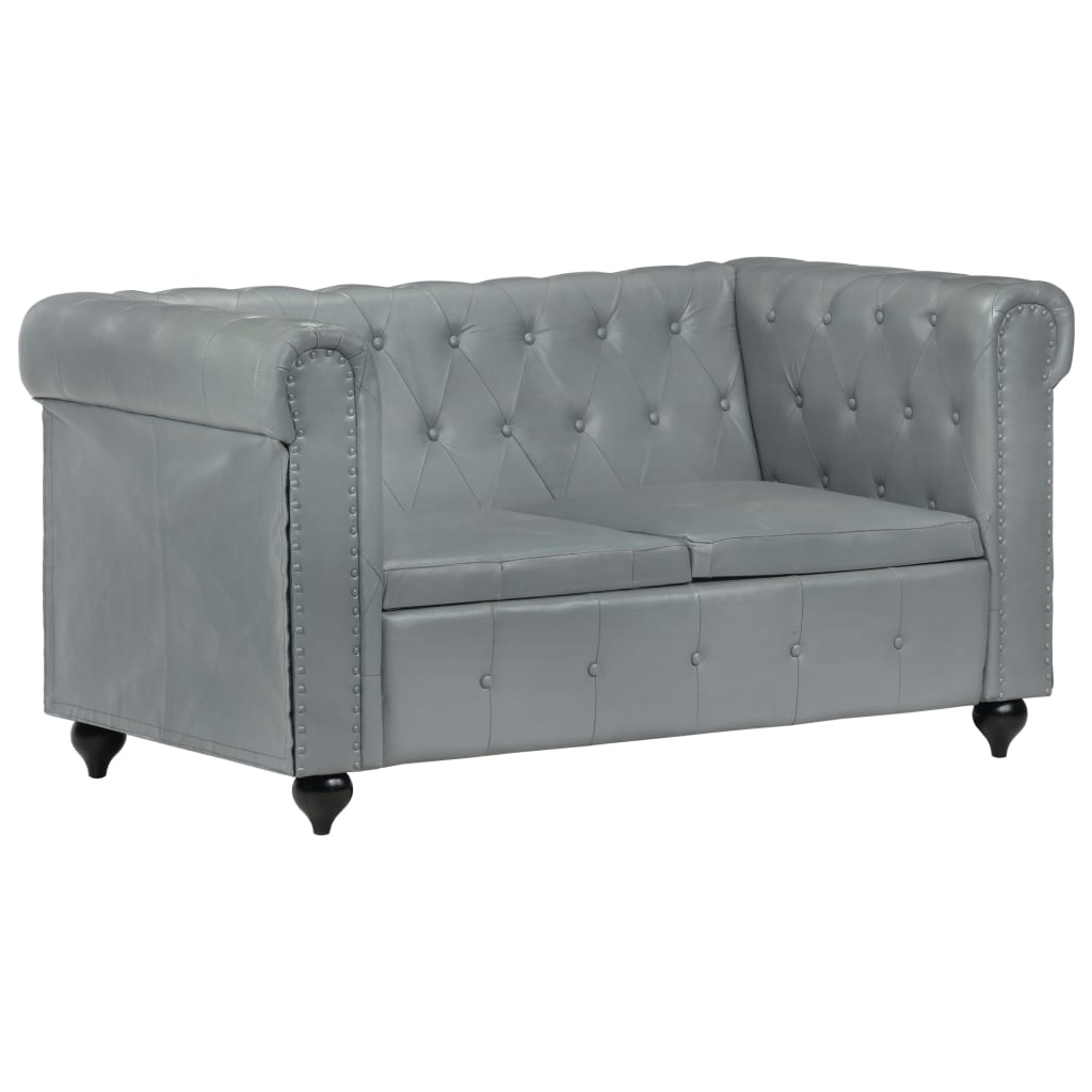 Tweezitsbank Chesterfield-stijl echt leer zwart