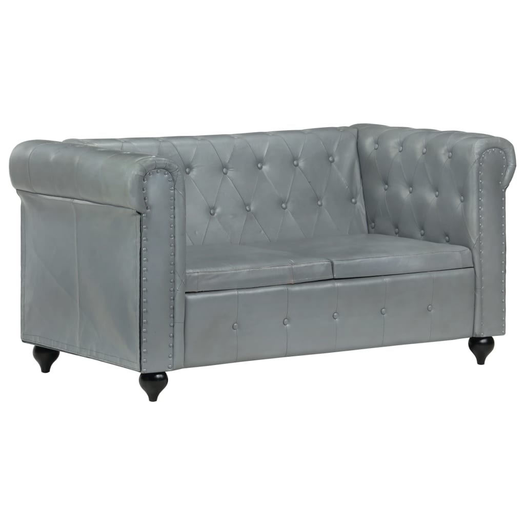 Tweezitsbank Chesterfield-stijl echt leer zwart